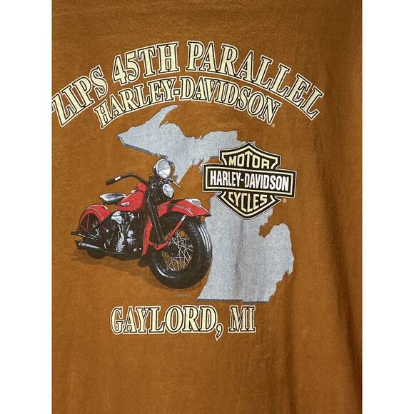 Indie Harley Davidson Gaylord MI Mens 3XL Orange T-Shirt Zips 45th Parallel - Picture 6 of 7